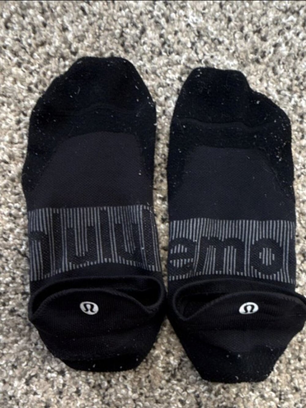 lululemon Unisex No-Show Socks Black/Gray Logo Size L – 1 Pair